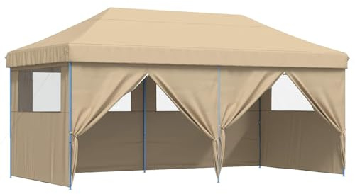 vidaXL Party-Zelt Beige 292 x 580 x 315 cm Oxford-Stoff, Garten und Terrasse, modernes Vordach, Event-Zelt, tragbarer Pavillon, Outdoor-Pavillon, Fest-Schattenspender, temporäres Schutzdach