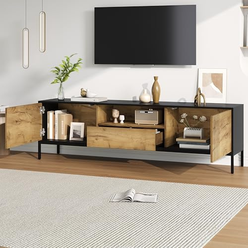 okwish Mueble de TV de 170 x 35 x 50 cm, para televisores de hasta 70 pulgadas, para sala de estar y accesorios multimedia