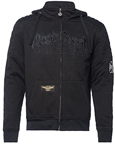 West Coast Choppers Zip Hoody Por Vida Kevlar, Größe:M, Color:black