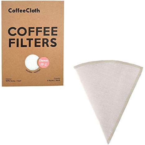 Earthtopia Set de 3 filtres à café réutilisables en tissu | 100% chanvre | Filtre à café définitif réutilisable et Multi-usage (convient à Chemex FP-2)
