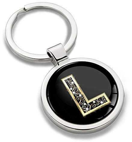 Biomar Labs® Porte-clé Lettres A-Z Initiales Personnalisable de L'alphabet Alphabet Accessoires Homme Or Femme Cadeau Lettre L KK 64