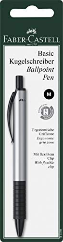 FABER-CASTELL 143498 - Kugelschreiber Basic M silber, 1 Stück, auf Blisterkarte