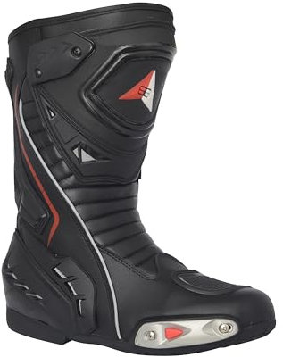 Bohmberg Stivali da Moto, Stivali Sportivi in Pelle, Pelle Resistente Idrorepellente con Protezioni Fisse/Design Molto Cool/urbano, motociclista - 45