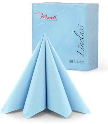 Prime Guest Servietten HELLBLAU, Premium Edition für Hochzeiten und Feiern, aus Prime Guest Airlaid, stoffähnlich, 50er Packung, 50 Stück, 40 x 40 cm, ¼ Falz
