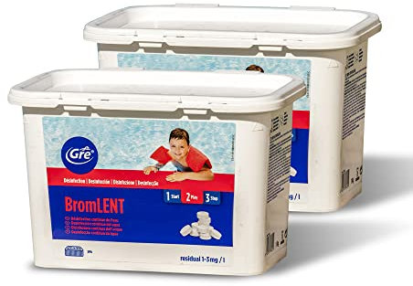 Gre 76025 – Bromo en pastillas de 20 g – Brom Lent 2 kg (1+1) Ideal para piscina y spa de hidromasaje.