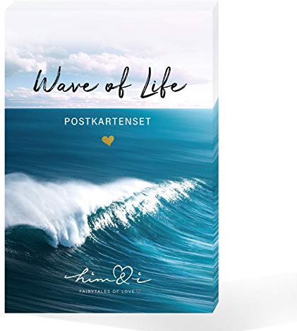 Him & I® Postkarten Set Wave of Life - 15 verschiedene Postkarten mit Sprüchen & Zitaten - Leben, Liebe, Freiheit, Mut, Aufbruch, Selbstliebe & Motivation - inspirierende Spruchkarten mit Motiv