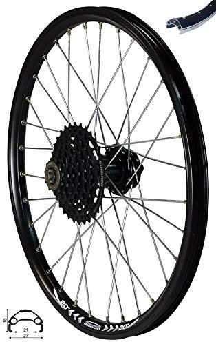 Redondo 20 Zoll Hinterrad Laufrad Felge Schwarz Disc + 8-Fach Kassette