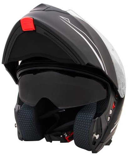 Zorax Matt Black/White M (57-58cm) ZOR-838 Double Visor Modular Flip up front Motorcycle Motorbike Helmet ECE 2206 Approved