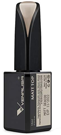 VENALISA 15ml Matte Top Coat UV Nagellack Long Lasting No Wipe Matt Top Coat Soak Off UV LED Nail Gel Polish Nail Art Starter Manicure Salon DIY at Home, 0.53 OZ