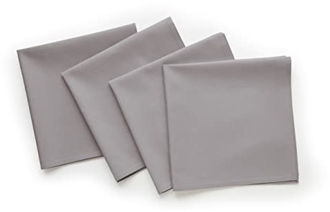 Solino Home Hellgraue Stoffservietten, 4er-Set, Baumwoll-Leinen, 50,8 x 50,8 cm, maschinenwaschbar, Stoffservietten für den Sommer, Dru