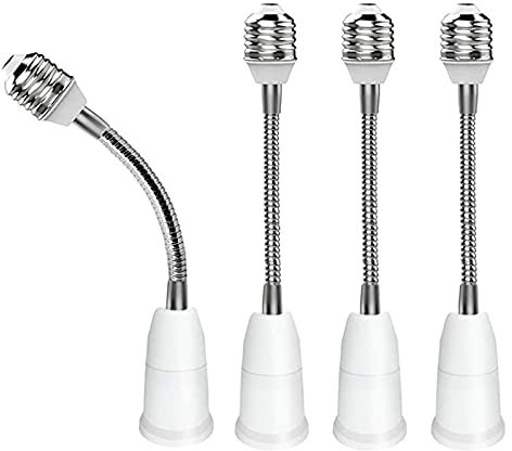 Vastsea 4 Stück Flexible Lampenfassung, E27 auf E27 LED Lampenfassung, Schwanenhals Verlängerung Adapter, für Schnittstellenumrüstung von Glühbirnen und Beleuchtungsdekorationen Verwendet