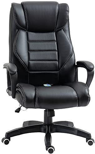 Vinsetto Bürostuhl mit Massagefunktion, Ergonomischer Chefsessel mit Vibrationsmassage, Wippfunktion, Höhenverstellbarer Schreibtischstuhl Drehstuhl, Schwarz