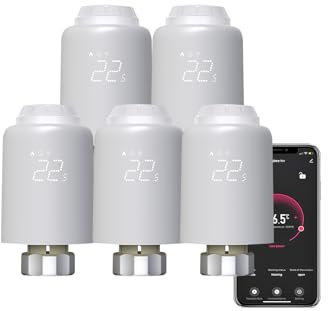Qiumi Zigbee Smart Thermostatic Radiator Valve, Unterstützt Fernbedienung durch Smart Life App, Sprachsteuerung durch Alexa und Google Assistant (LED Display)