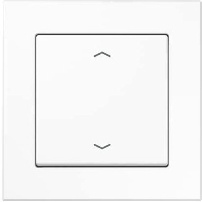 Jung EnOcean Funk Wandsender Set mit Pfeil Symbol 2 kanalig: 1x Funksender ENOA590PWW 1x Rahmen Serie A A5581BFWW Alpinweiß Thermoplast (bruchsicher) für EnOcean Funksysteme