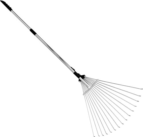 Unibos | Garden Rake | Rake for Gardening | Soil Rake Artificial Grass Leaf Rake 25 tines | Moss Rake for Quick Clean up Lawn & Yard Garden Rakes Gifts | 38-63 inch Adjustable
