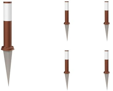 ledscom.de 5 Stück Wegelicht/Pollerleuchte/Gartenleuchte PORU mit Erdspieß für außen, IP44, 39cm, braun, 1 x E27 max. 60W