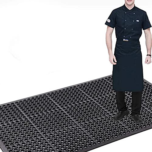 BWKJMY Commercial Rubber Floor Mat, 90 x 210cm Outdoor Entrance Mats, Anti-Fatigue Drainage Rubber Matting Heavy Duty Non-Slip Floor Mats for Industrial Kitchen Restaurant Bathroom Use