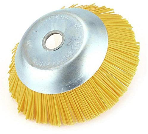 BOROCO Unkrautbürste, 200mm Bohrung Nylon Jäten Bürsten Trimmer, Nylon Borsten Schonende Wildkrautbürste für Rasentrimmer, Motorsense, Freischneider gegen Unkraut, Moos, Verunreinigungen