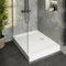 Hydrolux® 900 x 800 x 140mm White Bathroom Shower Tray for Enclosures Cubicles & Wet Room with Waste + Riser Kit, Rectangular