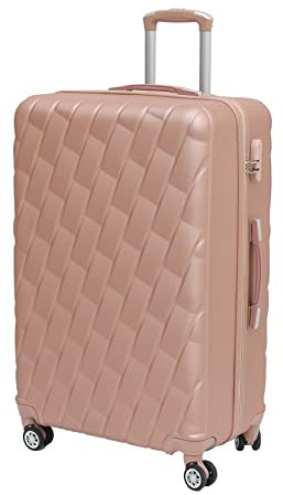 CMY 24 Medium Suitcase Lightweight Luggage 4 Wheel Spinner Travel Case Trolley ABS Hold Check in (Rose Gold)