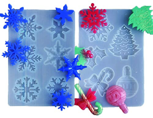 Weihnachten Thema Silikonform, Silikonform Schneeflocke Weihnachten Thema Silikonform Christbaumschmuck Harz Schneeflocke Form Gießen Set Form DIY Backformen Werkzeuge Weihnachten Dekoration 11 Stücke