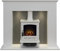 Adam Corinth Stove Fireplace in Pure White & Grey with Downlights& Aviemore Electric Stove in White, 48 Inch