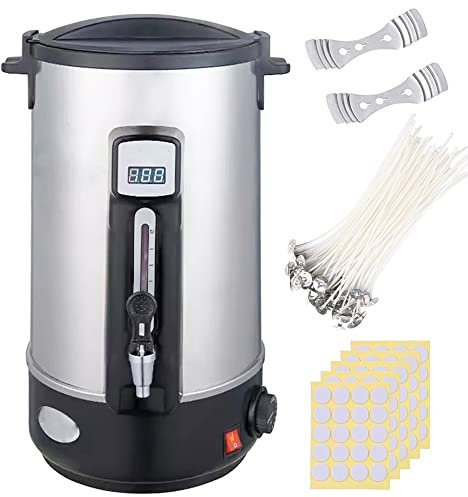Treesunshine 10.8L Pentola per Sciogliere Candele, Sciogli Cera Elettrico Per Candele Con Ugello Riscaldante, Temperatura Display A LED, Set Per La Produzione Di Candele Fai Da Te