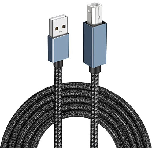HCTian USB Printer Cable 1m/3.3ft, USB 2.0 Gold Plated Type A Male to B Male Lead, Scanner Printer Cord Nylon Braided Compatible with HP, Canon and other USB B device