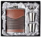 LHD Home Flachmann-Set für Herren - Leder-Design, 304 Edelstahl mit Trichter und Schnapsgläsern - Geschenk für Whiskey, Rum, Trauzeugen, Usher - Gestreift, Braun