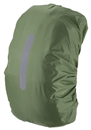 PATIKIL 30-40L Wasserdicht Rucksack Regenschutz Rutschfest Rucksack Abdeckung mit Vertikal Reflektierende Riemen Bleiben Trocken für Wandern Campen Jagen S Olive