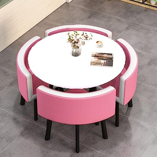 MAxba Essgruppe Esstisch mit 4 Stühlen Set Konferenztisch mit Stühlen Set Balkon Esstisch Set 4 Personen Küchentisch mit Stühlen (Color : Pink)