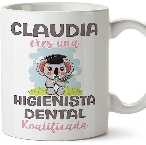 MUGFFINS Tazas Personalizadas para HIGIENISTA DENTAL - En Español - Koalificados Personalizados - 11 oz / 330 ml - Regalo Personalizable original y divertido