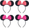EUPSIIU 4 Stück Maus Ohren Haarreif Schwarz Maus Ohren Roter Schleife und weißen Punkten, Maus Ohren, für Kinder & Erwachsene Partys Cosplay Kostüm, Weihnachten Haarband