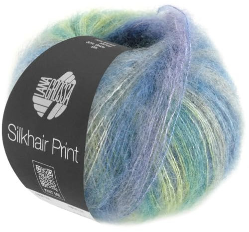 LANA GROSSA Silkhair Print | Feines Lace-Garn aus Superkid Mohair mit Seide | Handstrickgarn aus 70% Mohair (Superkid) & 30% Seide | 25g Wolle zum Stricken & Häkeln | 210m Garn FB 424