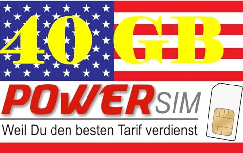 Power Sim USA T-Mobile Netz Prepaid Karte 40 GB Datenvolumen + Allnet Flat