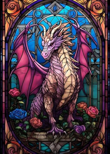 HecticCore 5D Diamond Painting Set für Erwachsene, Drache Vollbohrer Diamant Malerei DIY Diamond Painting Bastelset für Wohnzimmer und Schlafzimmer Wanddeko (30x40cm)