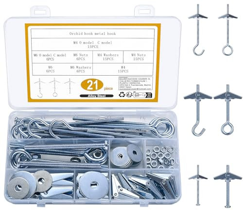 Qeapug 21 Set M4 M6 Taco Basculante, Gancho de Techo, Gancho Colgar Lampara, Anclaje de Vuelco para Fijación pared, Escayola Ganchos para Paneles de Yeso Pared Cavidad