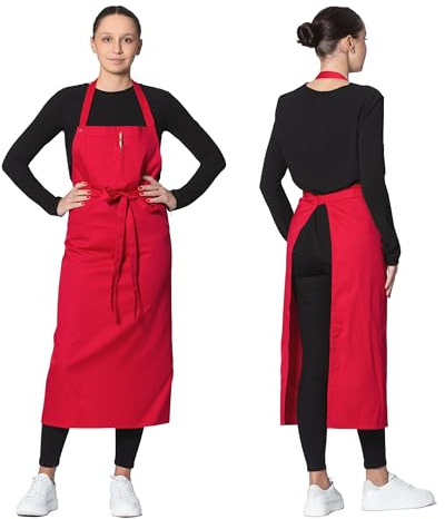 ZOLLNER Schürze mit Latz 65% Baumwolle, 35% Polyester, 80x100 cm, Rot