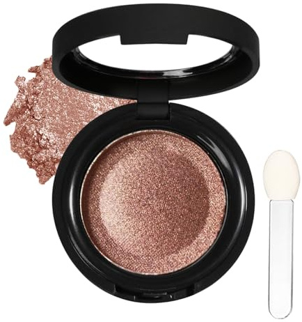Single Eyeshadow, Golden Brown Pressed Powder Eyeshadows, Highly Pigmented Eye shadow Long-lasting Shimmering Waterproof Eye Shadows With Mirror And Brush, Eye Make up for Party