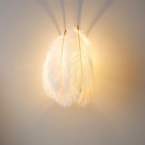CRFASIBE Moderne Feder Wandleuchte, E27 Wandleuchte Innen, Warm/Weiß/Neutral Tricolor Wandlampe für Schlafzimmer Badezimmer Wohnzimmer Lofts