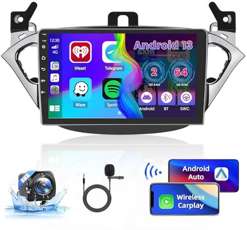 Hikity 2+64GB Android 15 Radio Coche para Opel Corsa 2015-2019 / Opel Adam 2013-2016 CarPlay Android Auto Inalámbrico Bluetooth Manos Libres Auto Radio con 9 Pantalla Táctil WiFi GPS EQ FM RDS
