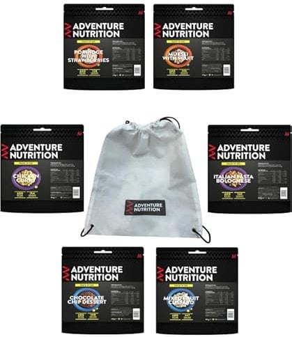 Adventure Nutrition Freeze Dried Meal Pack: Breakfast, Main Meal, and Pudding - Ready to Eat Camping Food with Self Heating MRE for Emergency, Survival, and Hiking