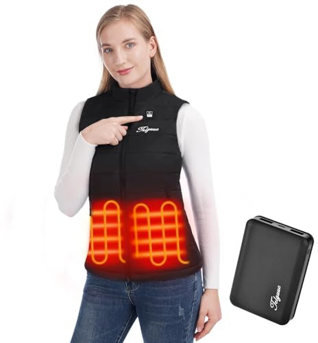 Telguua Heated Gilet for Women, Heated Vest Heating Jacket with 3 Adjustable Temperature, Electric Outerwear Vests with 10000mAh Battery Pack for Outdoor Camping Riding Hiking Activities