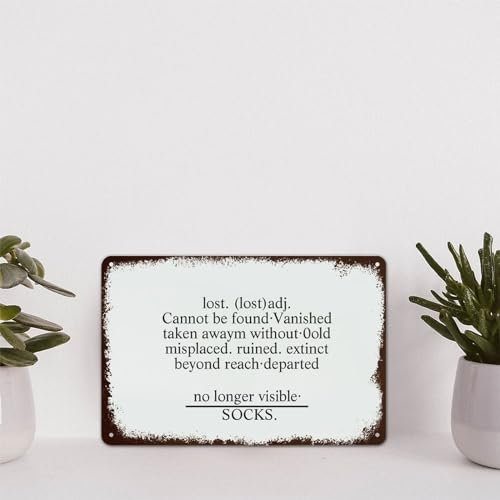 Lost Socks Schild im Bauernhaus-Stil, 30,5 x 40,6 cm, Metall, Retro-Look, Dekoration, Schild für Zuhause, Küche, Bad, Bauernhof, Garten, Garage, inspirierende Zitate, Wanddekoration