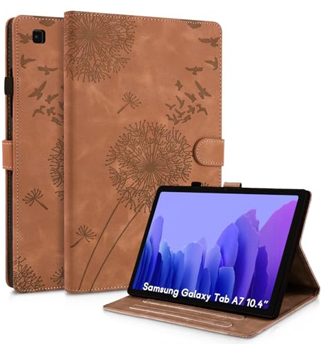 Rostsant Coque Samsung Galaxy Tab A7 T500/T509/T505/T507 Pissenlit Housse en Tablette Cuir TPU Cover Case Étui Housse de Protection pour Samsung Galaxy Tab A7 10,4 Pouces Brun