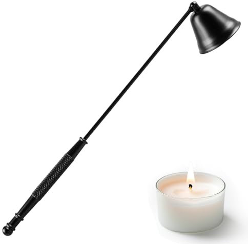 MAJOYLIFE Kerzenlöscher Edelstahl,Kerzenloescher mit langem Griff,Dochtlöscher Handwerkzeug (Glocke - Schwarz)
