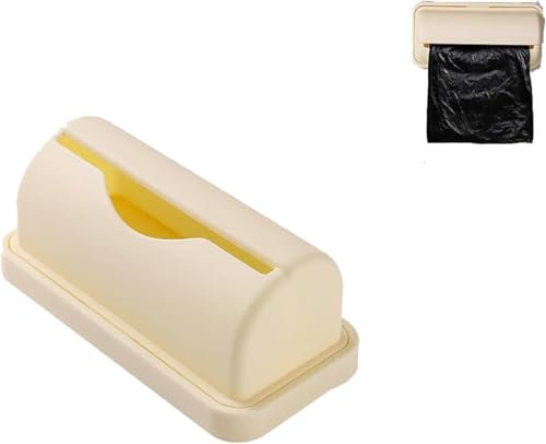 Aicoyiu Bag Dispenser, Trash Bag Dispenser, Trash Can Bag Dispenser, Small Bin Liner Kit Dispenser, No Punching Required Wall Mount Garbage Bag Dispenser (Beige)