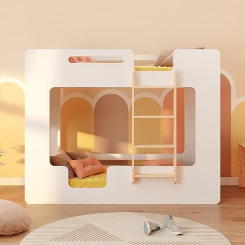 smartwood Litera Infantil 90x190 Blanco - Escalera Derecha - Cama Montessori Mimi BP con Somier & Barrera Seguridad para Niños & Niñas - Carga Máxima 230 kg