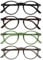 OPULIZE REY Lesebrille - 4er-Pack - Runder Retro-Rahmen - Mattschwarz, Braunes Schildpatt, Grün, Grau - Herren Damen - Federscharniere - RRRR56-1267 - +1.50