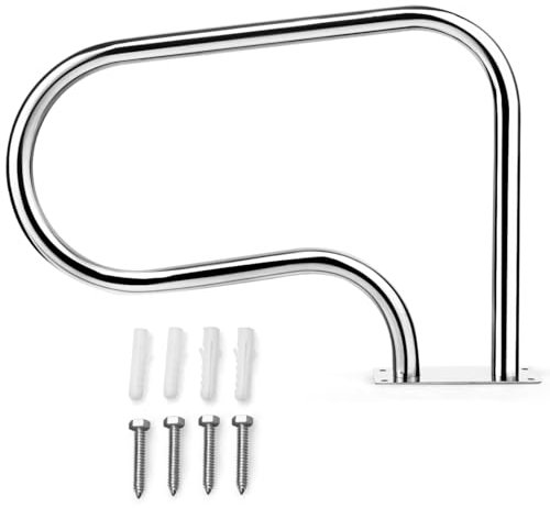 SOARS Pasamanos de Piscina de 81 x 57 cm, Barandilla Piscina de Diseño Curvo, Soporte para Piscina con Capacidad de Carga de 200 kg, ideal para Piscinas, Balnearios, Parques Acuáticos, SPA, 1 Pieza